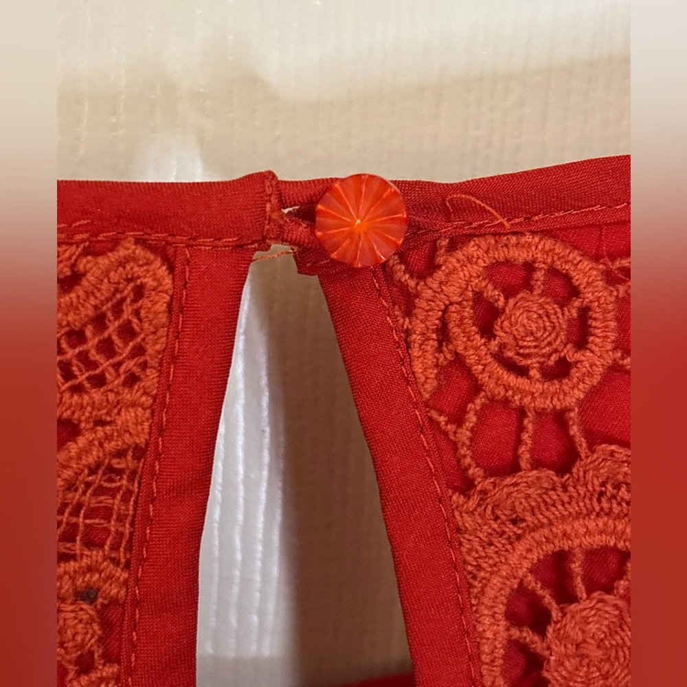 Moulinette Soeurs Anthropologie Rust Crochet Lace Shift Dress Spring - Picture 7 of 8